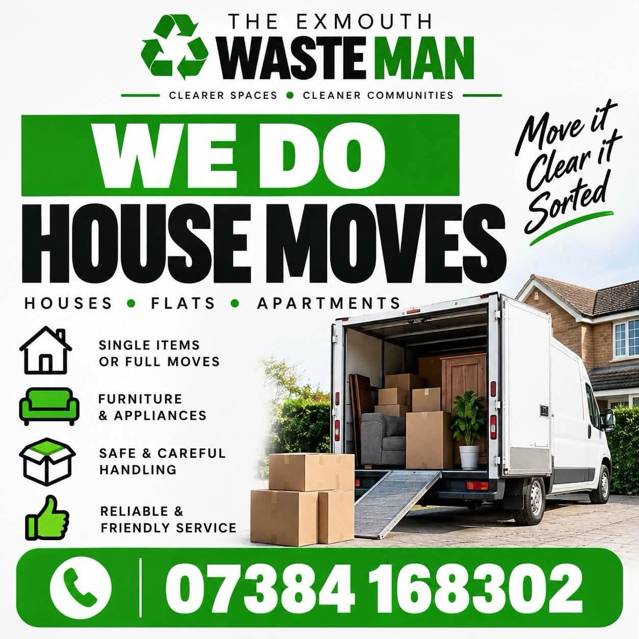 The Exmouth Waste Man house moves service — call 07384 168302