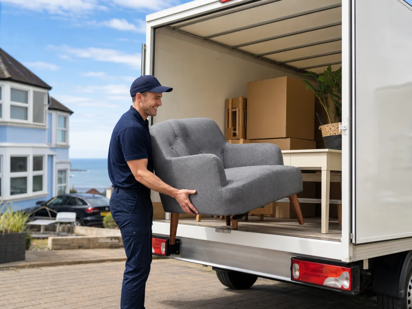 Exmouth Waste Man loading furniture into a van